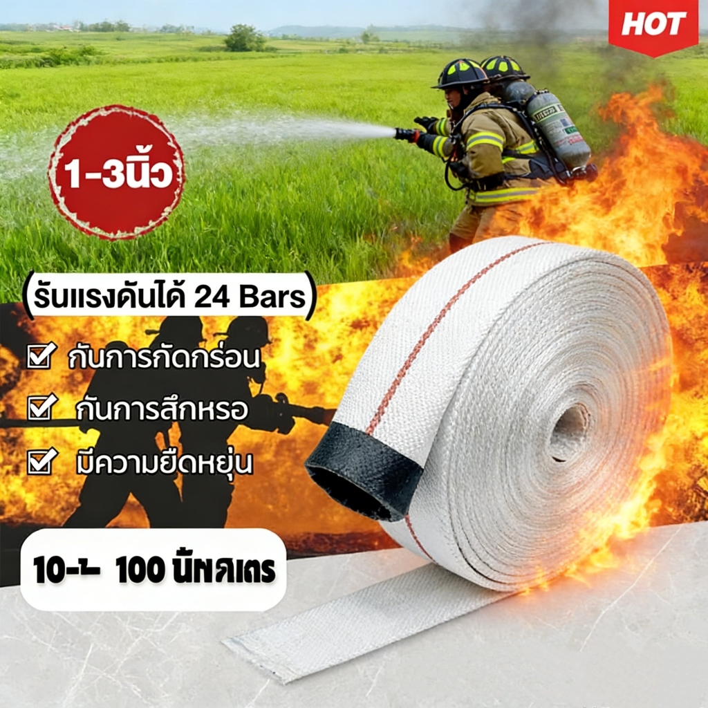 สายส่งน้ำ ทนแรงดันสูง ขนาด 1นิ้ว-3นิ้ว 30-100 เมตร (28Bars) แข็งแรง ทนทาน สายส่งPE หนาพิเศษ สายผ้าใบ แรงดันสูง