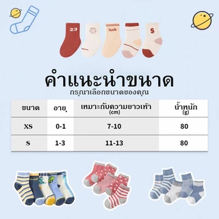 ถุงเท้าเด็ก แพ็ค 5 คู่ ถุงเท้ายืดหยุ่น สำหรับตั้งแต่เด็กทารก 0-3 ขวบ ผ้าคอตตอนสุดนิ่ม ระบายอากาศ ถุงเท้าเด็กชายเด็กหญิง