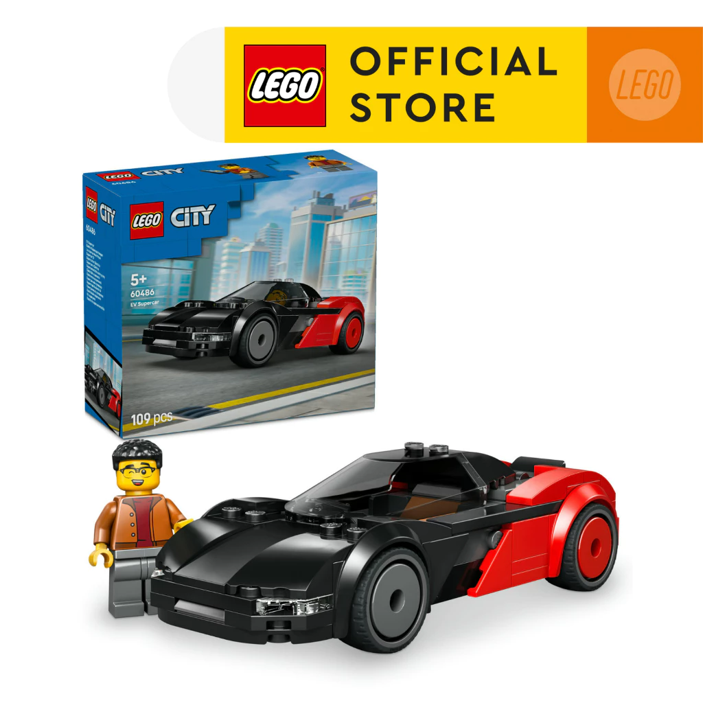 LEGO City 60486 EV Supercar (109pcs.), Building Blocks, Kids Toy