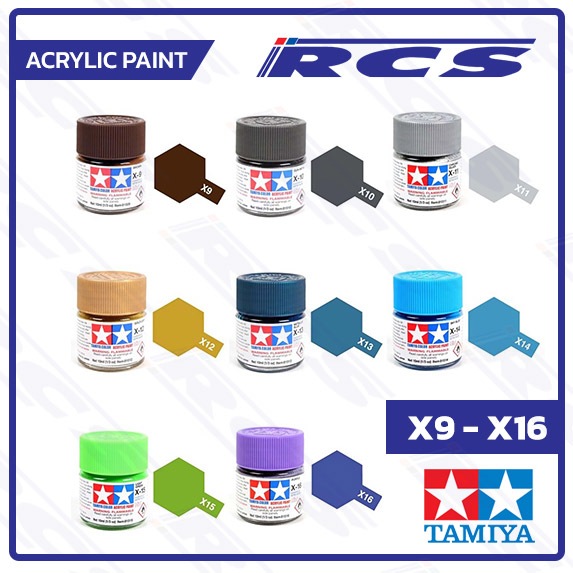 สีอะคริลิค TAMIYA ACRYLIC X-9 81509, X-10 81510, X-11 81511, X-12 81512, X-13 81513, X-14 81514, X-15 81515, X-16 81516