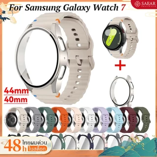【เคส+สาย】สำหรับ Samsung Galaxy Watch 7 40MM 44MM สายรัดนาฬิกาซิลิโคน + กรณีหน้าจอแก้ว PC สำหรับ Galaxy Watch 7 สายรัดนาฬ