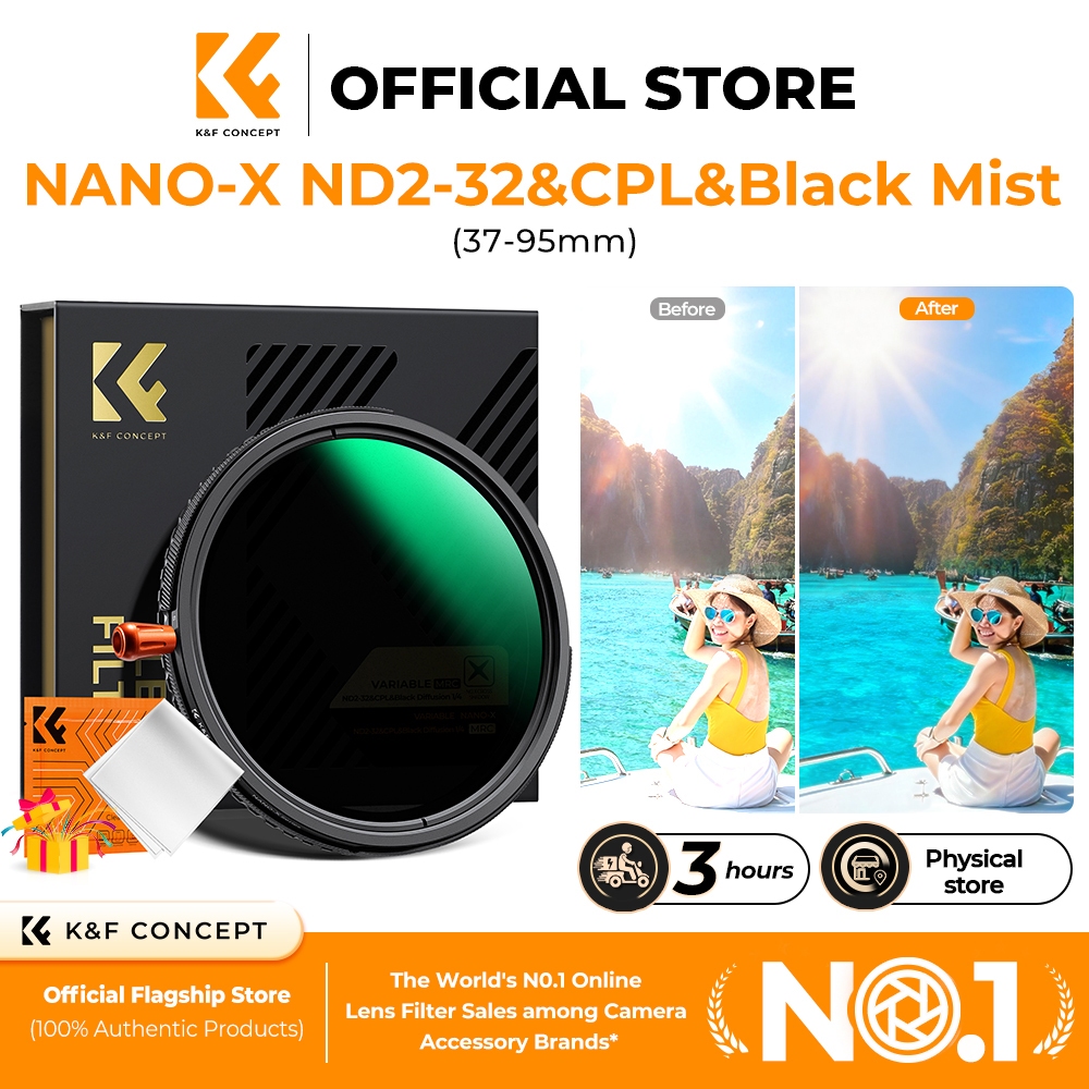 K&F CONCEPT Nano-X 3-in-1  67-85mm filter ND2-32+CPL+Black Soft 1/4 ทนทานต่อรอยขีดข่วนและกันน้ำ