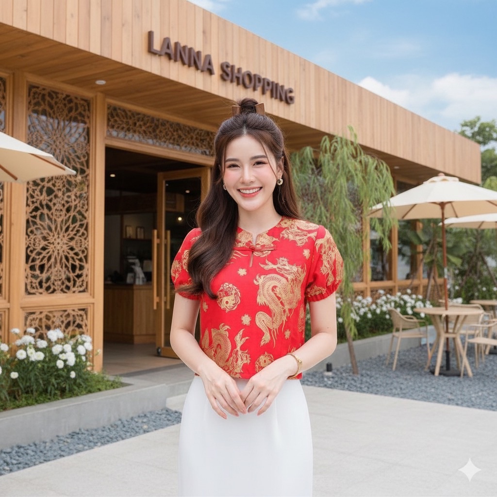 เสื้อสีแดง ผ้าฝ้ายเชียงใหม่ #เสื้อตรุษจีน - รูปที่ 2