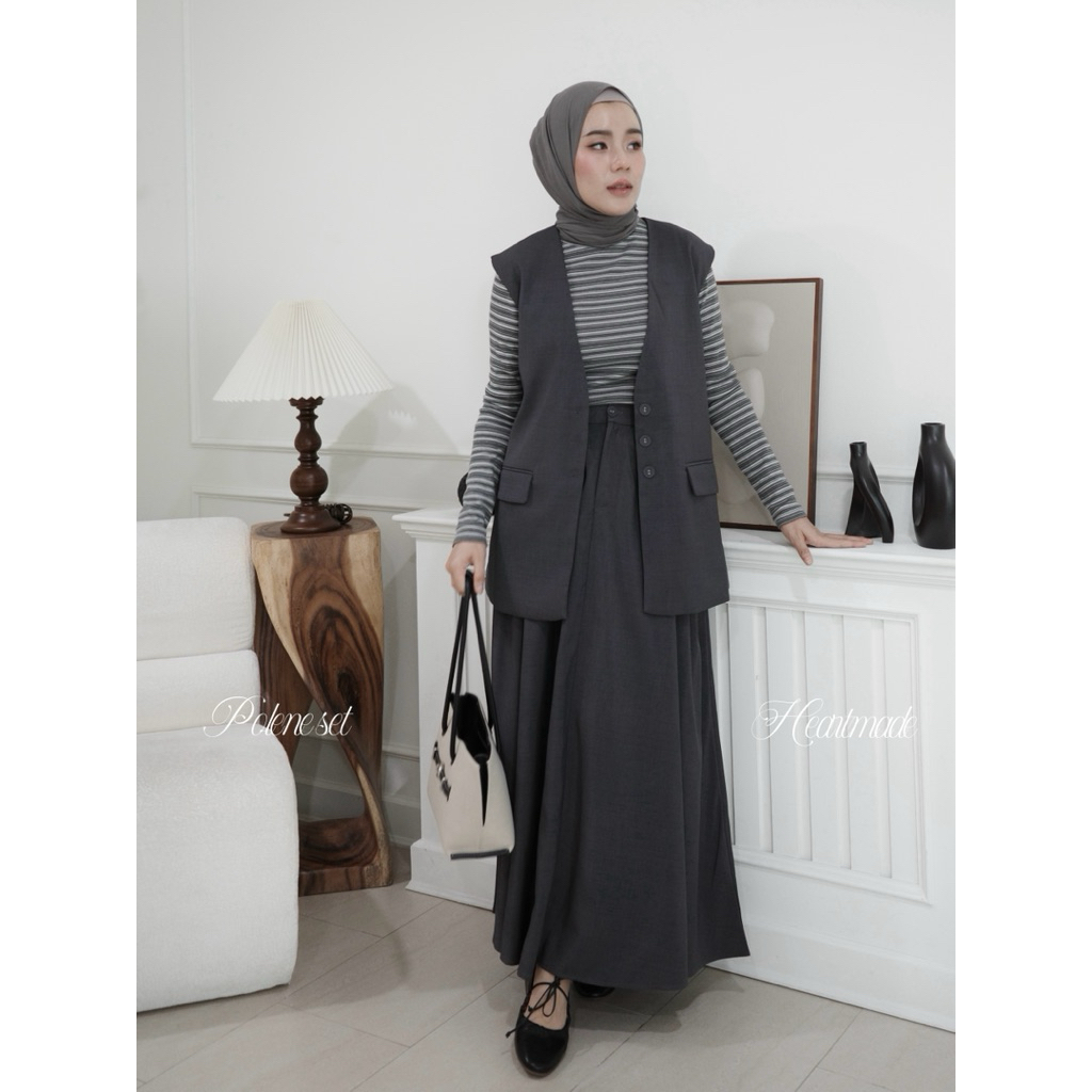 Heartmade-Polene set(สินค้าพร้อมส่ง)ชุดเซทเสื้อกั๊ก+กระโปรงทั้งเซทไม่รวมเสื้อตัวใน🪡