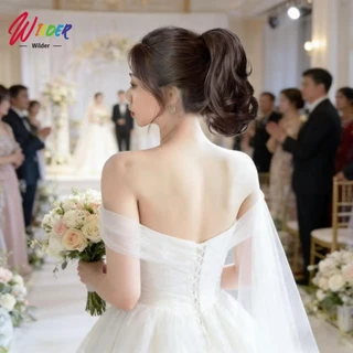 วิกผมหางม้าใหม่ล่าสุด ลอนลูกแพร์ หางม้าสั้น แบบกิ๊บหนีบ ธรรมชาติ หญิง 28CM