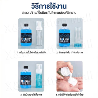 BLUE SOAP สบู่เหลวสาหร่ายสไปรูลิน่า 500มล. tattoo สบู่ทำความสะอาดรอยสัก ทําความสะอาดผิวหลังการสัก