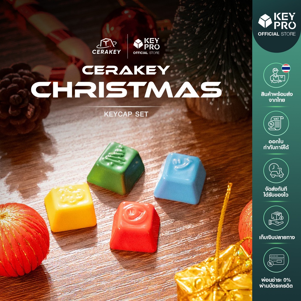 คีย์แคป Cerakey Christmas Ceramic Keycap Set V3 Cherry Profile สำหรับ Mechanical Keyboard Keycap