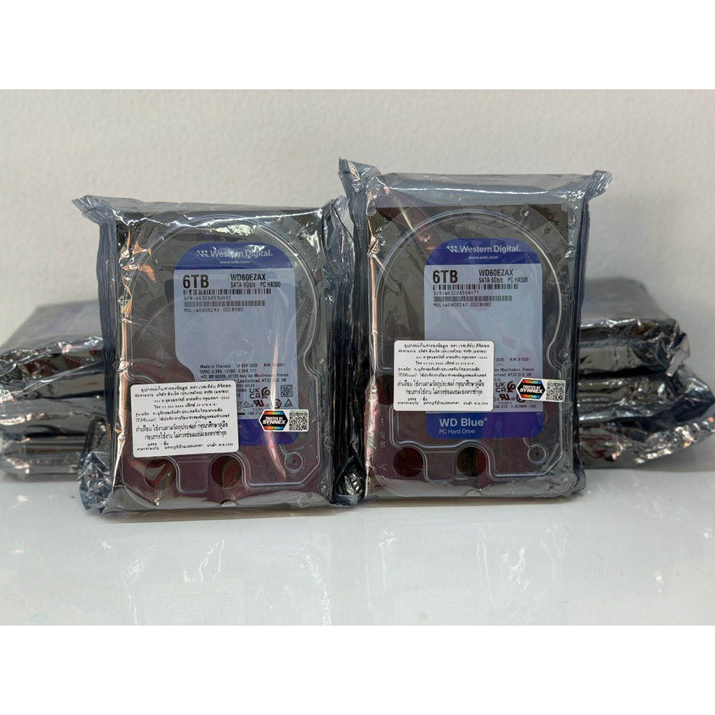 [ของใหม่ ] hdd pc 6tb 6 TB HDD WD BLUE  (5400RPM, 256MB, SATA-3, WD60EZAX) ใหม่ ประกัน synex 3 ปี