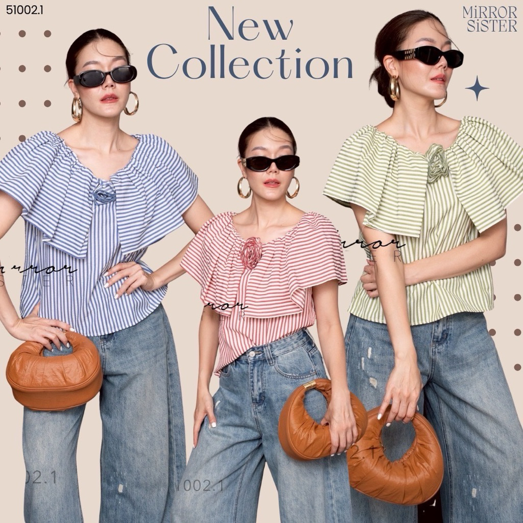 ••𝗠𝗜𝗥𝗥𝗢𝗥 𝗦𝗜𝗦𝗧𝗘𝗥’s Nicole STRipe BLoUSE with RoSE••