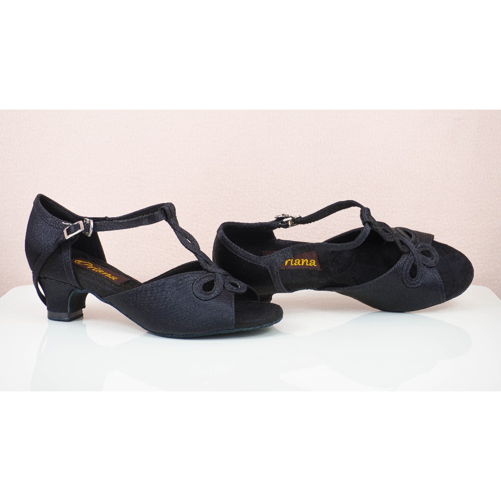 รองเท้าลีลาศ และ Salsa Dance Shoes Oriana OR-L46 ผ้าซาตินสีดำ ส้นสูง 1.5 นิ้ว