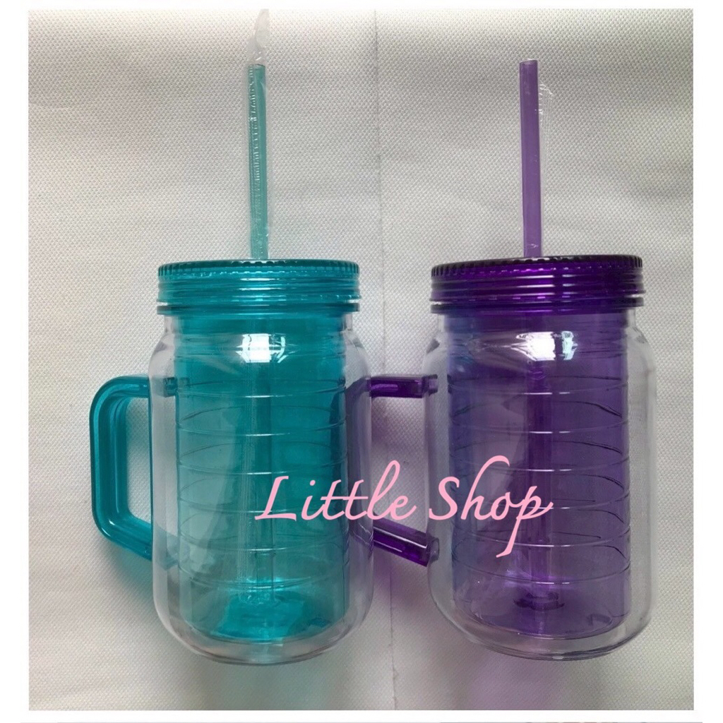 แก้วมินิโมโน (Mini Mono) แก้ว Double wall พร้อมหลอด มีหูจับ