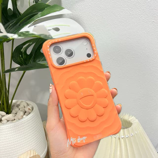 Caseเคสดอกไม้ Murakami ซิลิโคน ด้านในเป็นกำมะหยี่ ขอบนิ่ม หลังแข็ง สำหรับรุ่น 17Pro 17ProMax