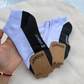 ถุงเท้าข้อสั้น ขาวพื้นเทา 1แพ็ค12คู่ ใส่สบาย สินค้าพร้อมส่ง