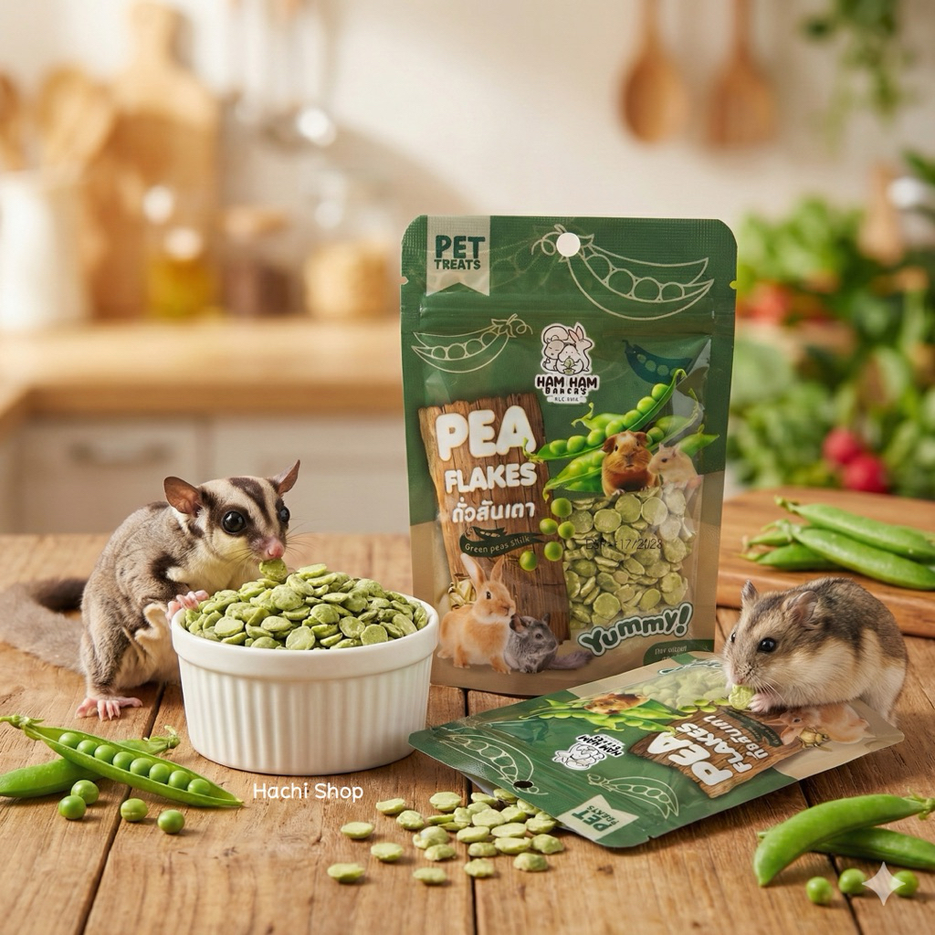 HamHam Bakery ถั่วลันเตาอัดแผ่น ของว่างสัตว์เลี้ยงอร่อยได้ประโยชน์ ชูการ์ ชูการ์ไกลเดอร์ แฮมเอตร์ เม่นแคระ ลิง บุซเบบี้