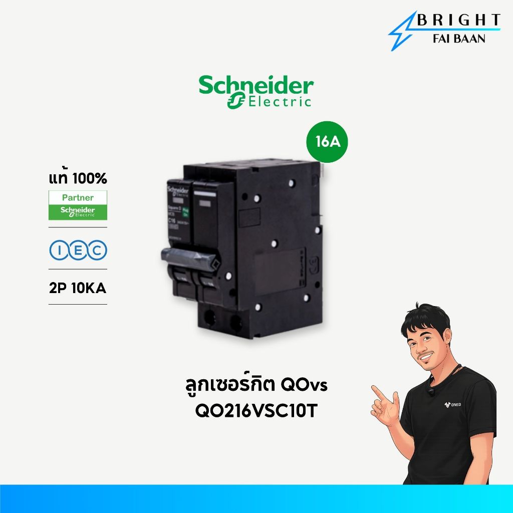 Schneider ลูกเซอร์กิต รุ่น QOvs 2P 10KA