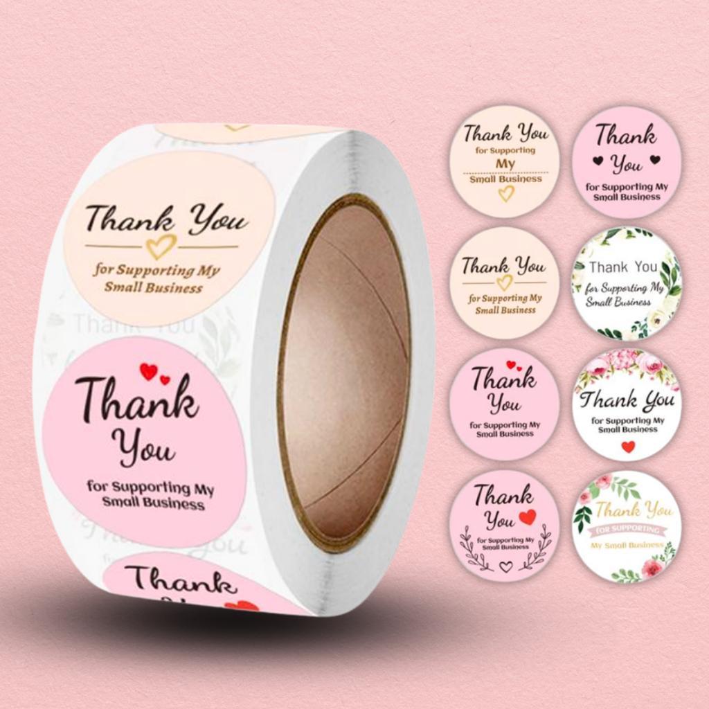 Boxjourney [มีให้เลือกเยอะ] สติกเกอร์ม้วน ลาย THANK YOU (500 ดวง/ม้วน)