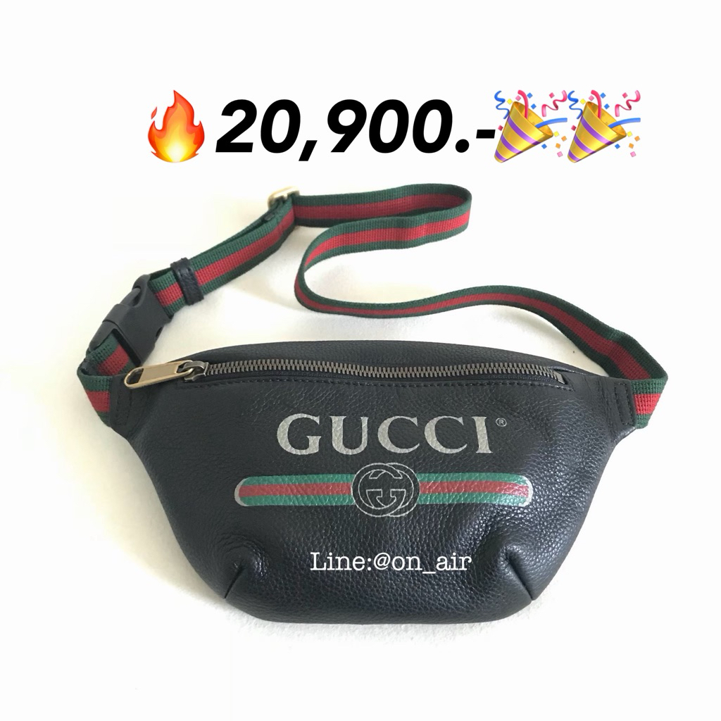 🎉ถูกมาก👍🏻New gucci print small leather belt bag คาดอก คาดเอว สุดฮิต