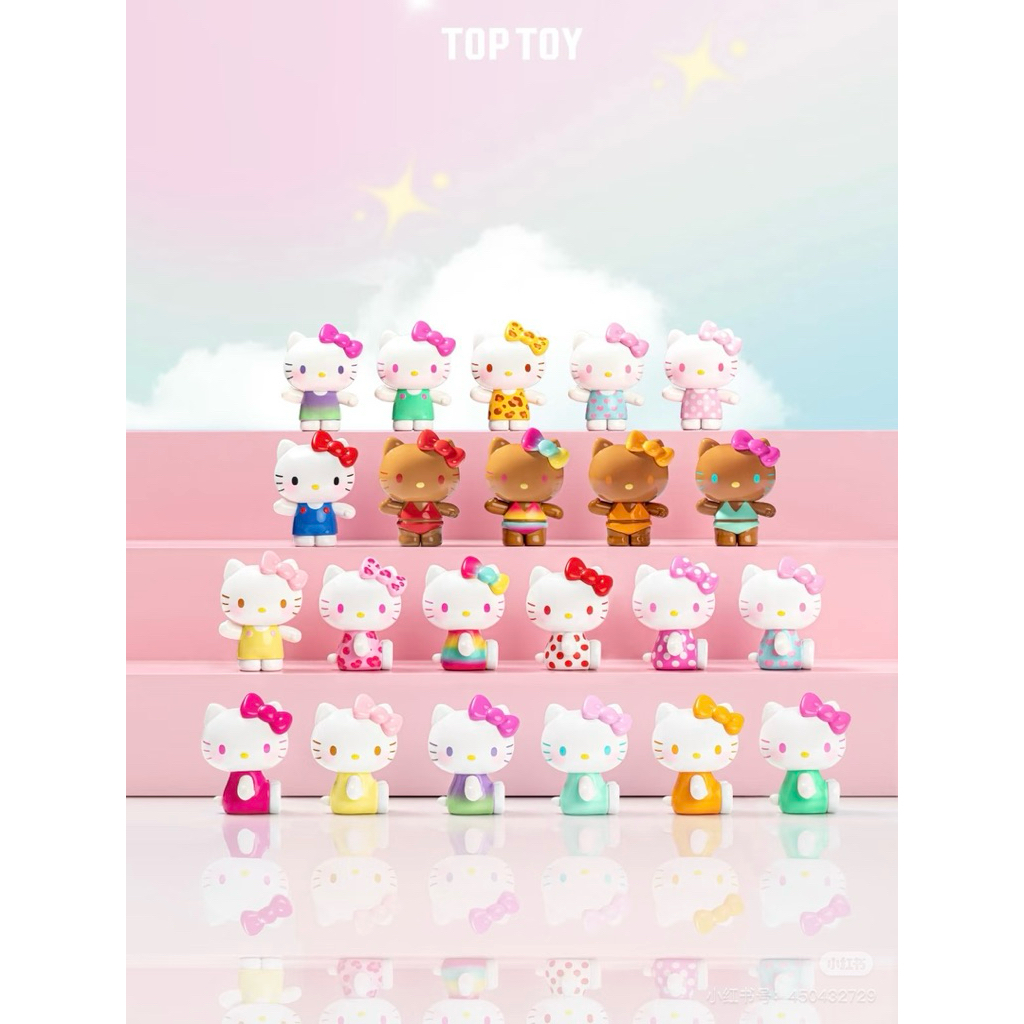 ｛จุ่ม1ถุง3ตัว}🤍🩷Hello Kitty Summer Rainbow Candy🩷🤍Mini figures Suprise Bag พร้อมส่ง