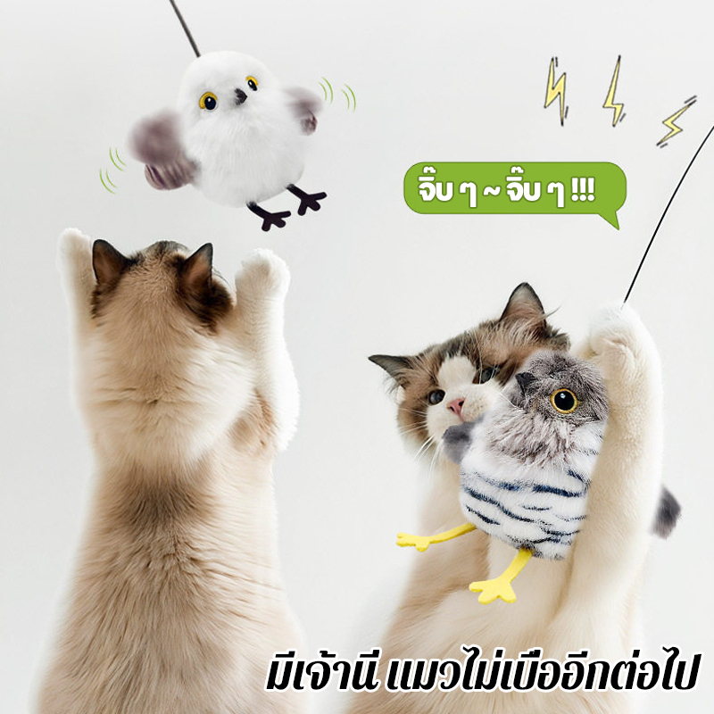 【พร้อมส่ง】 ของเล่นแมวโต้ตอบ+ ไฟฟ้า + นก + มีเสียง ชาร์จ USB นกของเล่นแมว ขนนุ่ม Interactive Cat Toys ราคา ถูกที่สุด ดีลบีเคเค แกลเลอรีภาพที่ 6