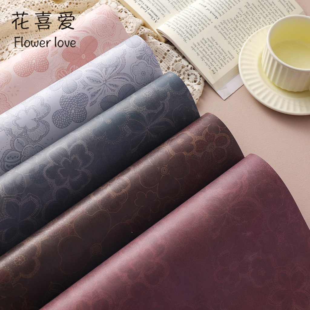 กระดาษห่อดอกไม้/ห่อของขวัญ ลาย SAKURA บานสะพรั่ง ขนาด35*50ซม.จำนวนแพคละ10แผ่น พร้อมส่ง