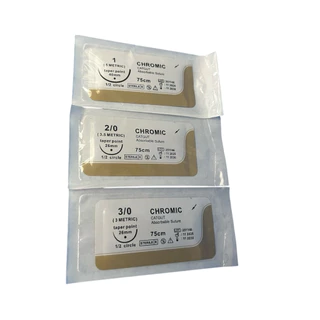 Suture ไหมเย็บแผล Chromic catgut เข็มติด ละลาย (12เส้น/กล่อง)