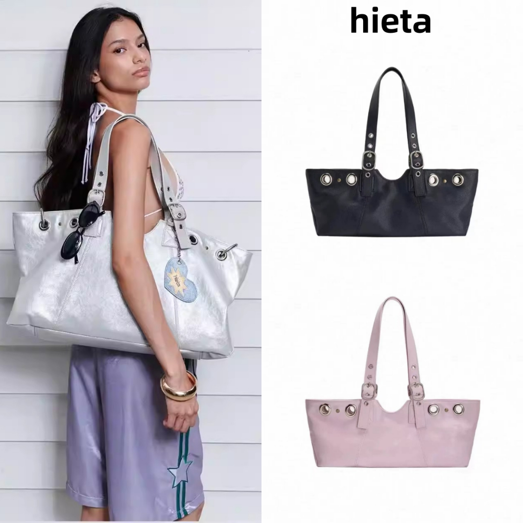 Hieta ของแท้ 💯% Tote bag Large-capacity and fashionable, versatile design กระเป๋าใต้แขนข้างเดียว