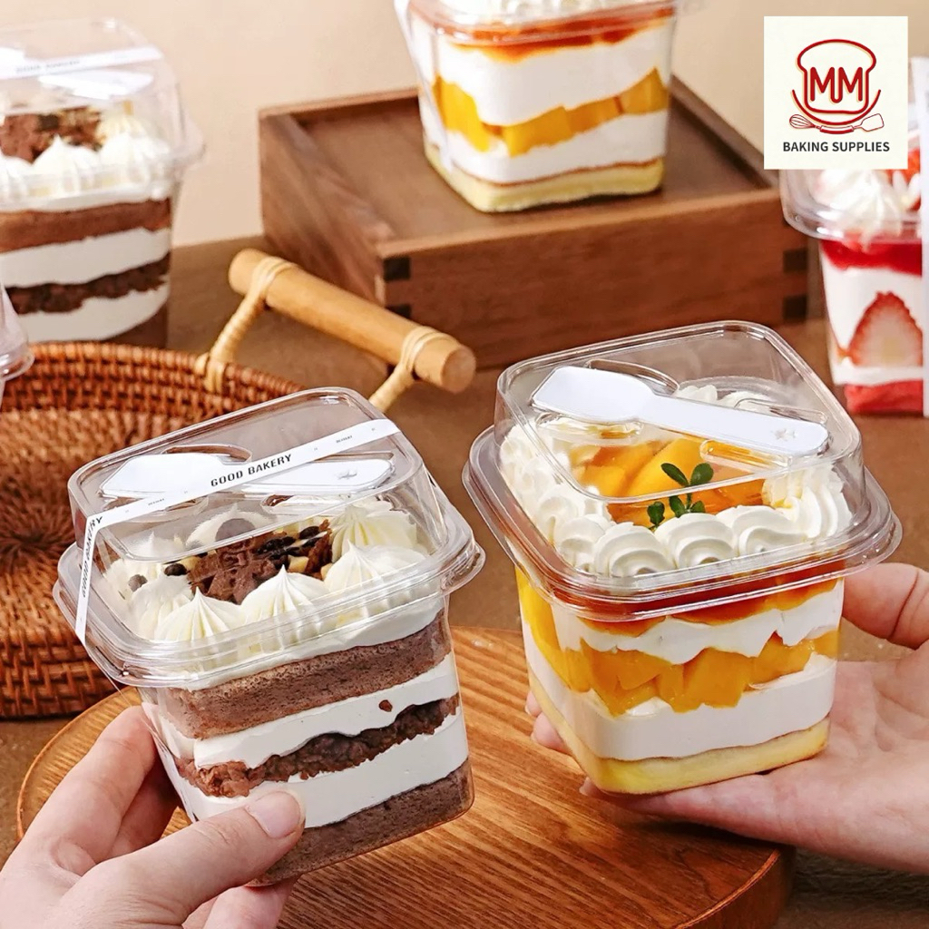 (แพค50 ใบ) ถ้วยมูสเค้ก พร้อมฝาปิด+ช้อน ขนาด 340 ml ถ้วยพุดดิ้ง ถ้วยบานอฟฟี่ ถ้วยเค้กเกาหลี