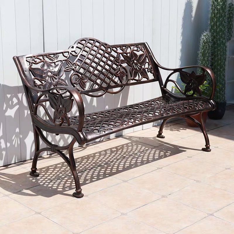 KIMDELIN Cast Aluminum Leisure Bench, Spray Paint Rust Proof Leisure Bench,Outdoor Courtyard Park Le