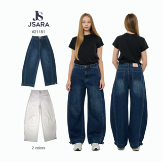 JSARA  Barrel Curve S-3XL  รุ่นกระดุม สี 2 สี ทรงขากว้าง สไต…