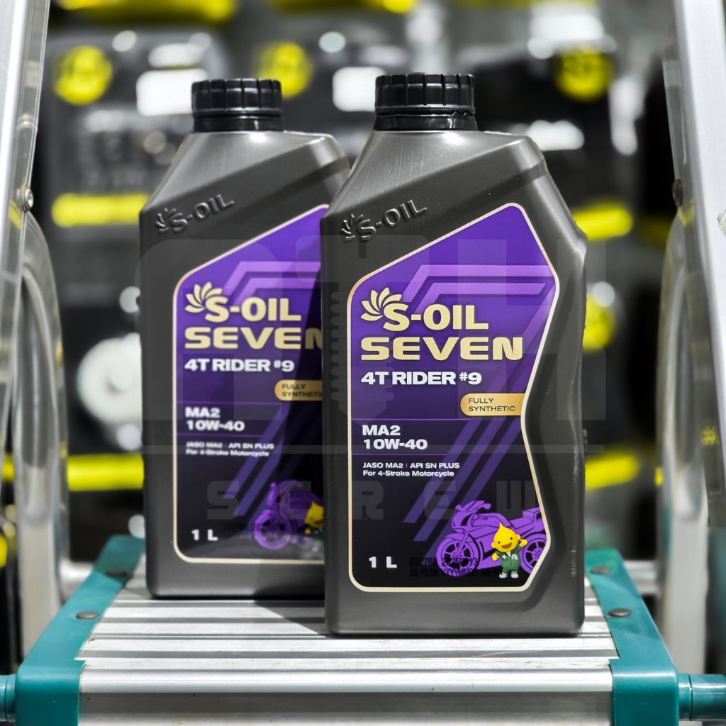 🟣🟣น้ำมันเครื่อง S-OIL SEVEN 4T RIDER #9 MA2 / 10w40/50 ขนาด 1L (Fully Synthetic) สังเคราะห์แท้ 100%🟣
