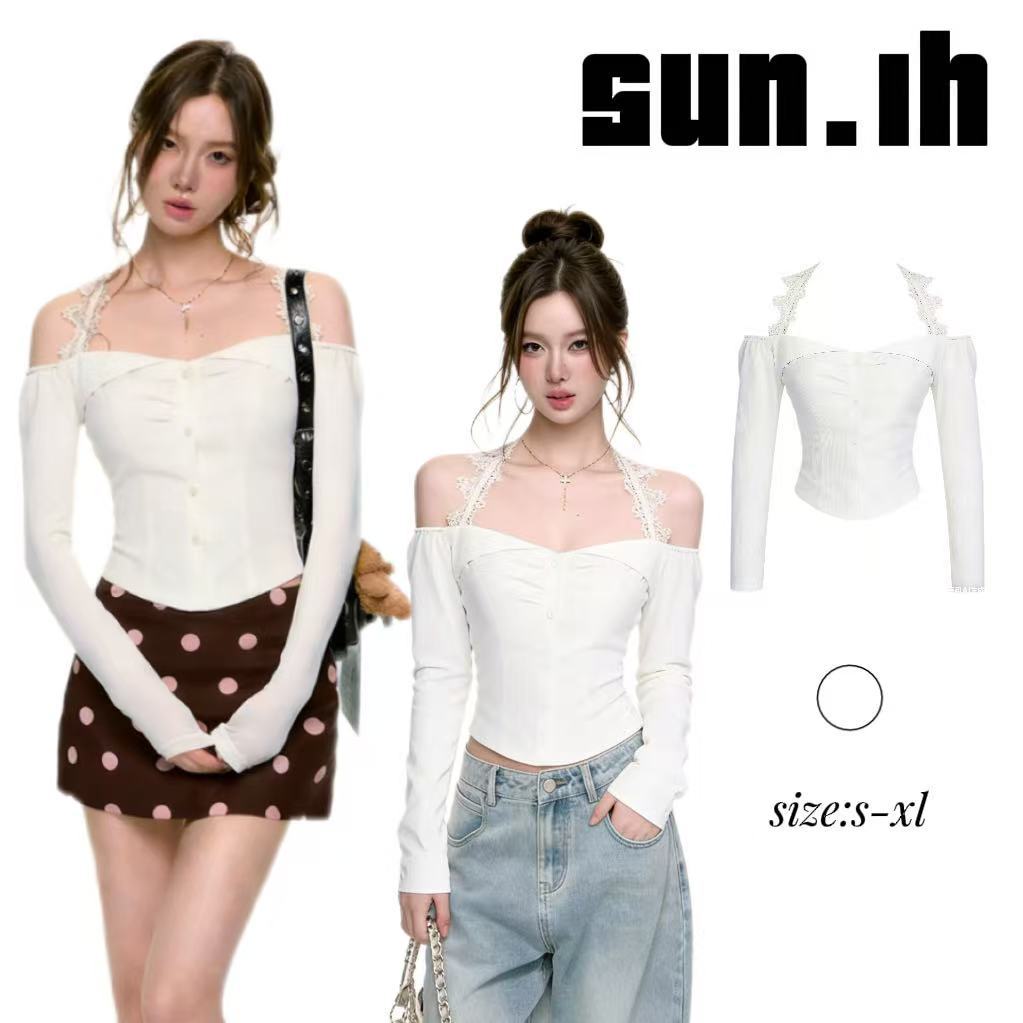 SUN🛍️พร้อมส่ง🛍️เสื้อเชิ้ตผ้าลูกไม้เนื้อบางเบา สวยงาม และมีเสน่ห์ ทรงเข้ารูป ดูดีและอ่อนเยาว์