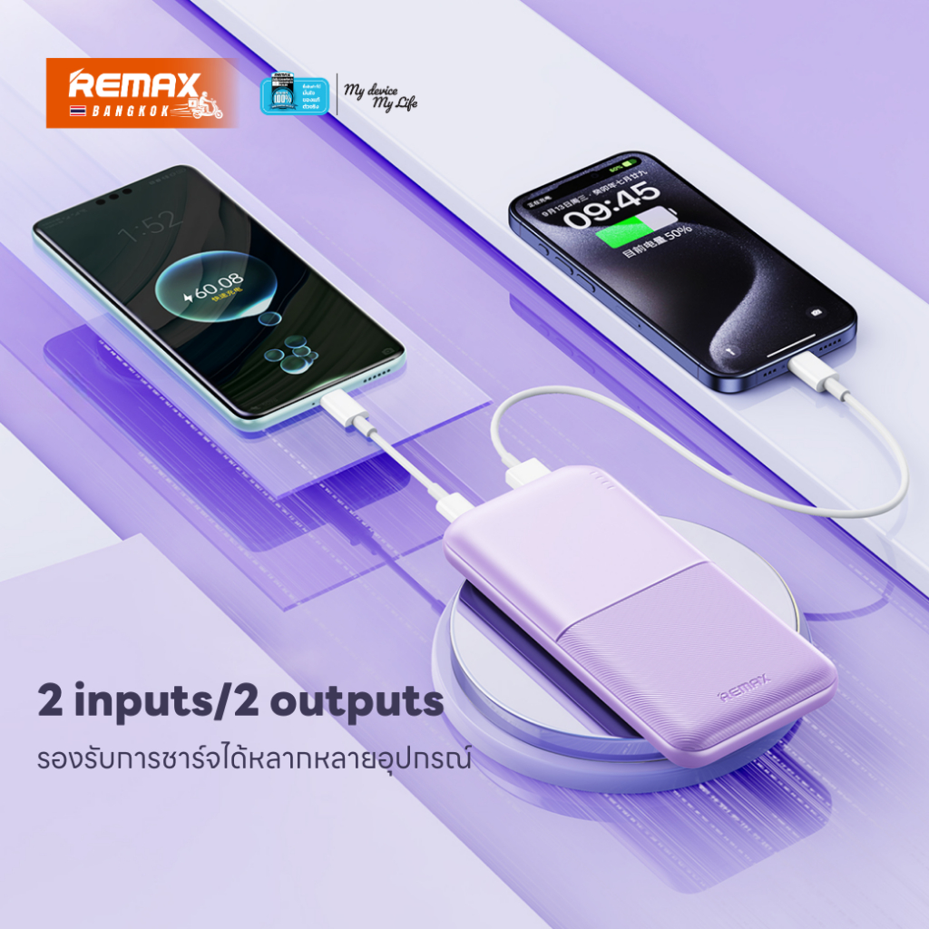 [ CCC ] Remax Power Bank RPP-23 10000mAh พาวเวอร์แบงค์ บางเบา ชาร์จเร็ว 2.4A Output USB / Type-C ราคา ถูกที่สุด ดีลบีเคเค แกลเลอรีภาพที่ 3