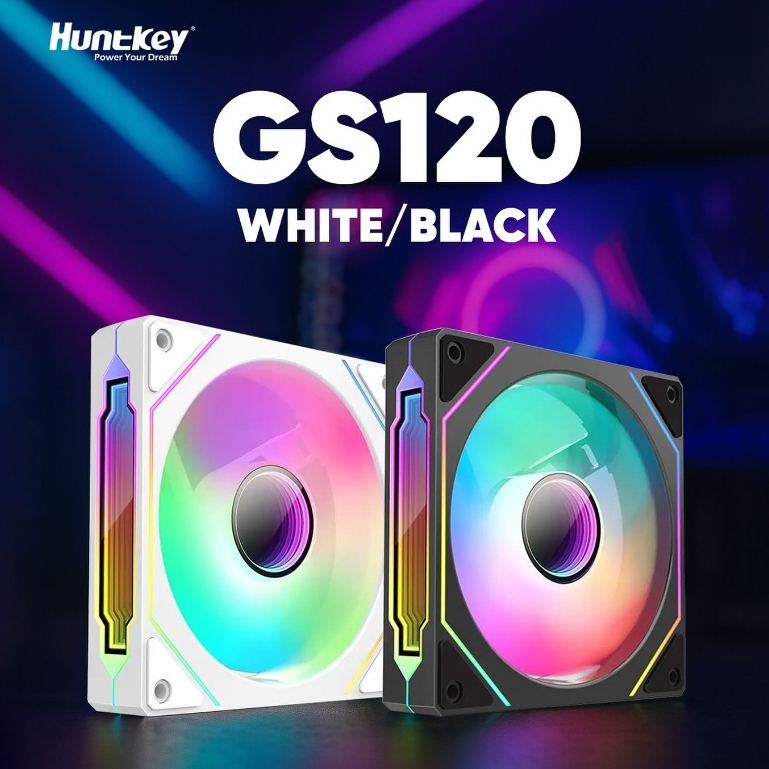CASE FAN (พัดลมเคส) HUNTKEY GS120 FANTASY ดีไซน์สุดล้ำ พร้อมไฟ ARGB ที่โดดเด่น ดึงดูดทุกสายตา