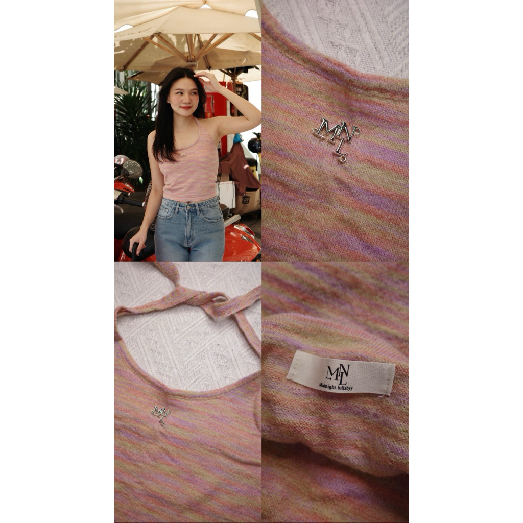 USED! Midnight lullaby ✨(ส่งต่อ) - Florenz Halter top เสื้อคล้องคอไหมพรม