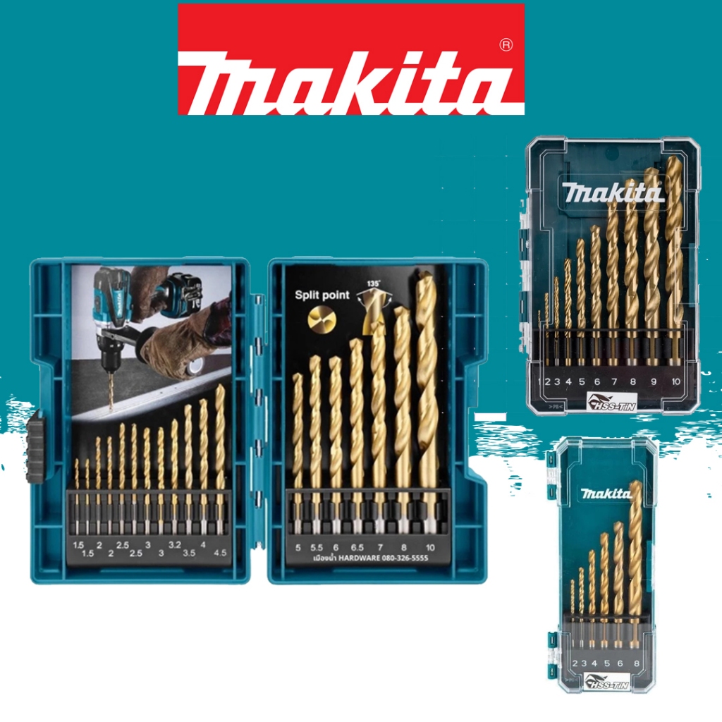 MAKITA รุ่น D-67527 ชุดดอกสว่าน HSS-TiN สีทอง 19ชิ้น สำหรับเจาะเหล็ก ( พร้อมกล่อง ) มากีต้า D-67527