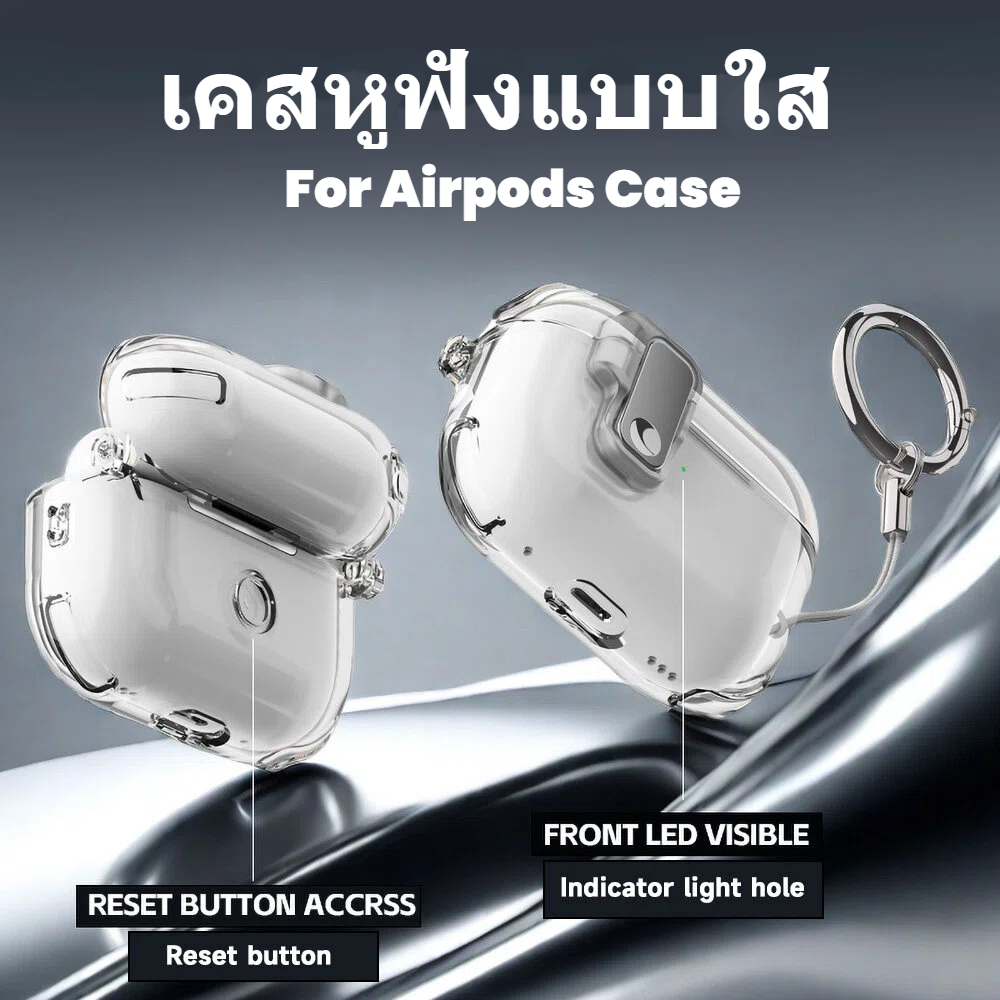 กล่องครอบ AirPods Pro 2 4/1/2/3 แบบพลิกอัตโนมัติ - กันกระแทก ใสแจ๋ว กันเหลืองถาวร ชาร์จไร้สายได้