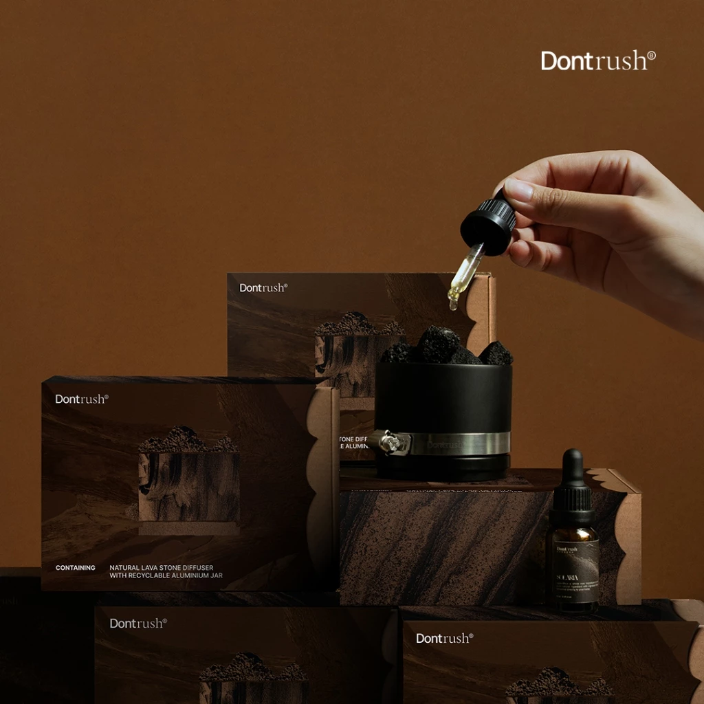 Dontrush หินหอมกระปุกหินภูเขาไฟพร้อมนํ้ามันหอมระเหย - "ROCKY" LAVA STONE DIFFUSER WITH ESSENTIAL OIL thumbnail 5
