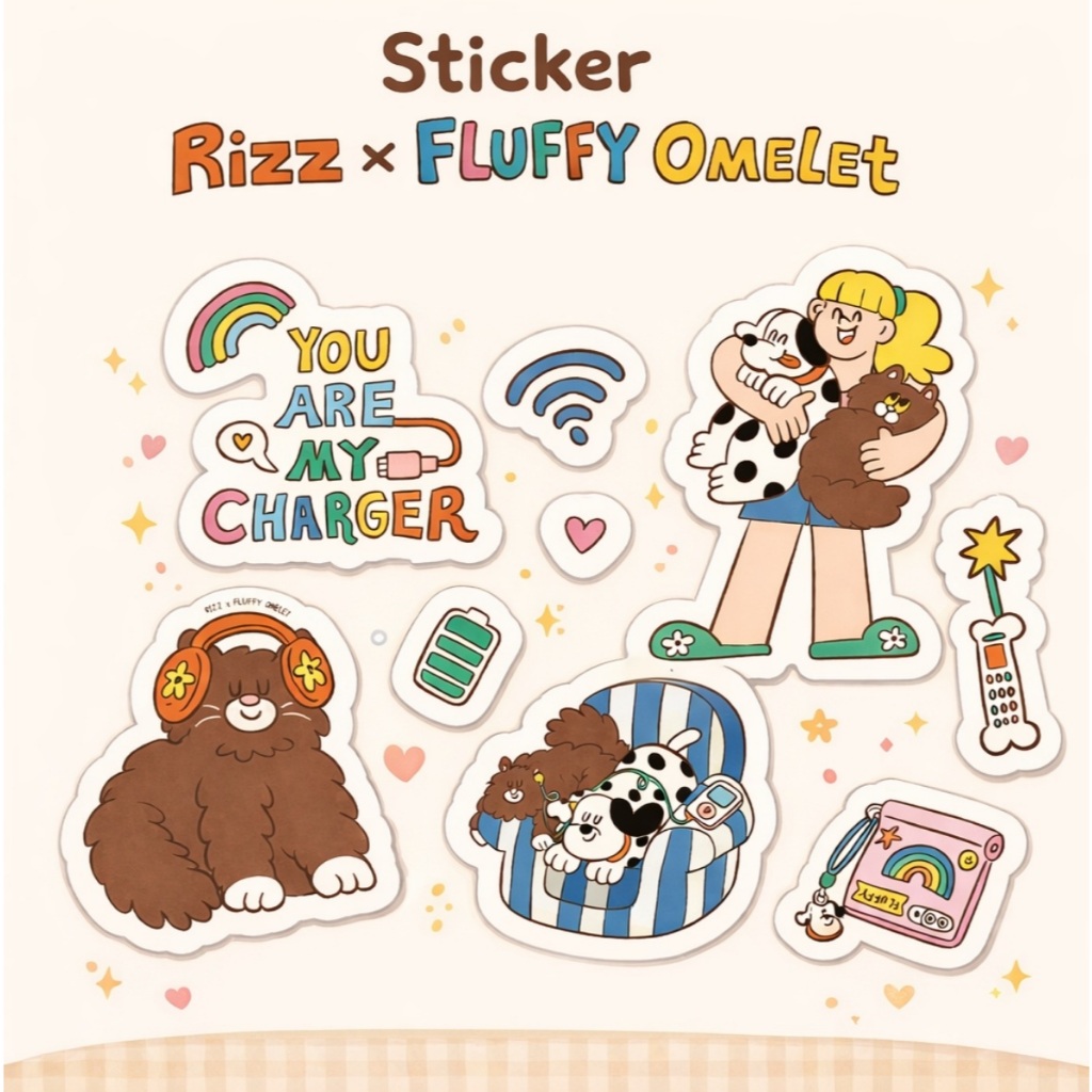 [Official] (สินค้าสำหรับจัดโปร) Sticker Fluffy omelet 6.8x10.5cm (yellow) - สติกเกอร์น่ารัก ลาย Fluffy omelet