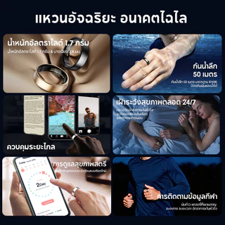 Aolon Ring Gen 3T แหวนอัจฉริยะ 1.7g น้ำหนักเบาพิเศษ แหวนสุขภาพ กันน้ำระดับ IP69K วัดอัตราการเต้นหัวใจ แหวนออกกําลังกาย
