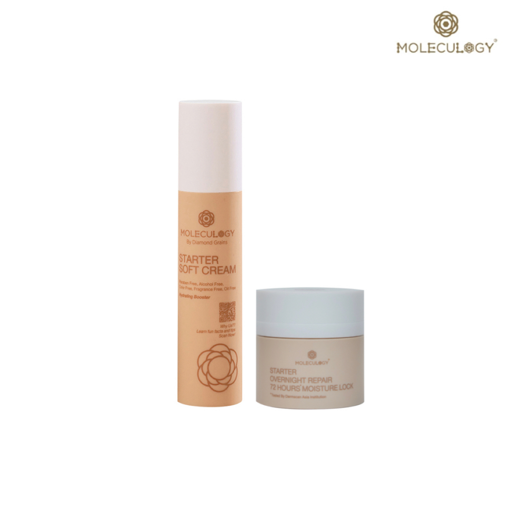 Moleculogy [Set 2 ชิ้น] Starter Soft Cream (50g) + Starter Overnight Repair 72 Hours Moisture Lock (50ml)