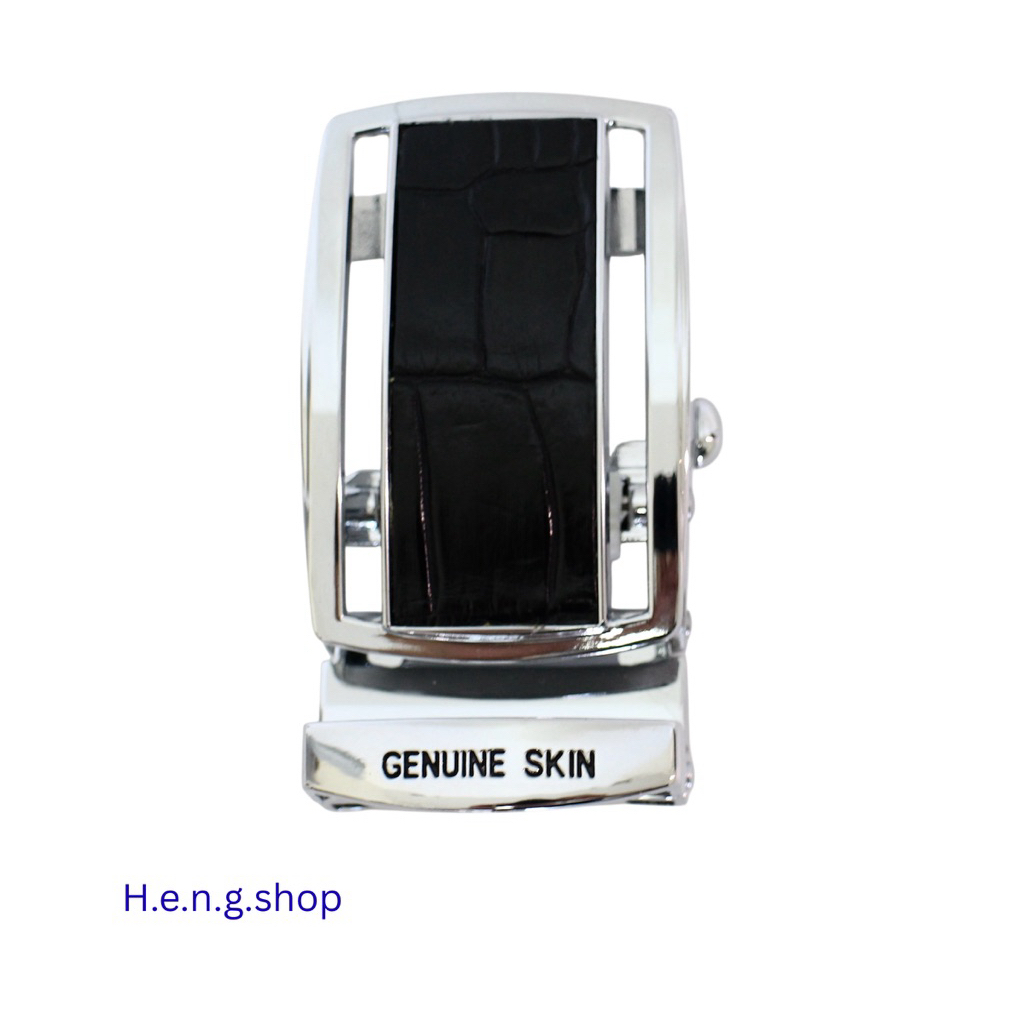 หัวเข็มขัด แบบออโต้ล็อค ปะหนังจระเข้แท้  อย่างดี งานสวย สำหรับเข็มขัดขนาด 1.5” นิ้ว - รูปที่ 2