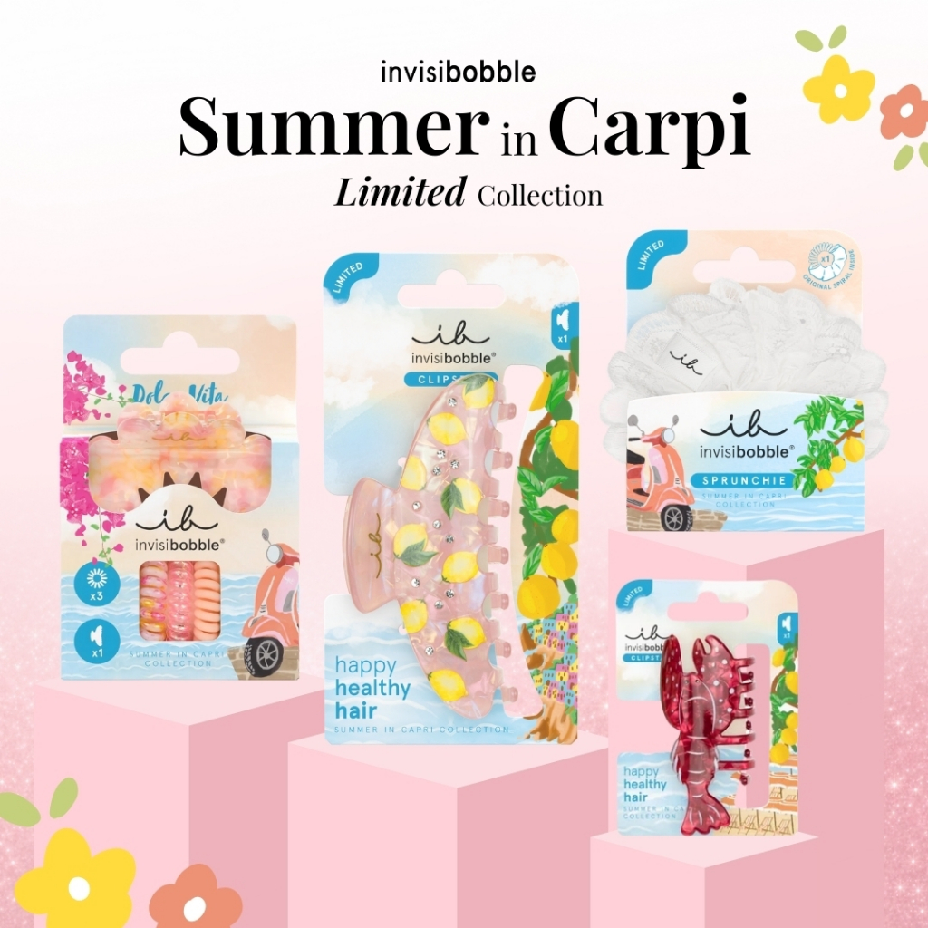 invisibobble กิ๊บหนีบผม ยางรัดผม ถนอมเส้นผม รุ่น Summer in Capri คอลเลกชันฤดูร้อน ดีไซน์น่ารัก สำหรับผมสุขภาพดี