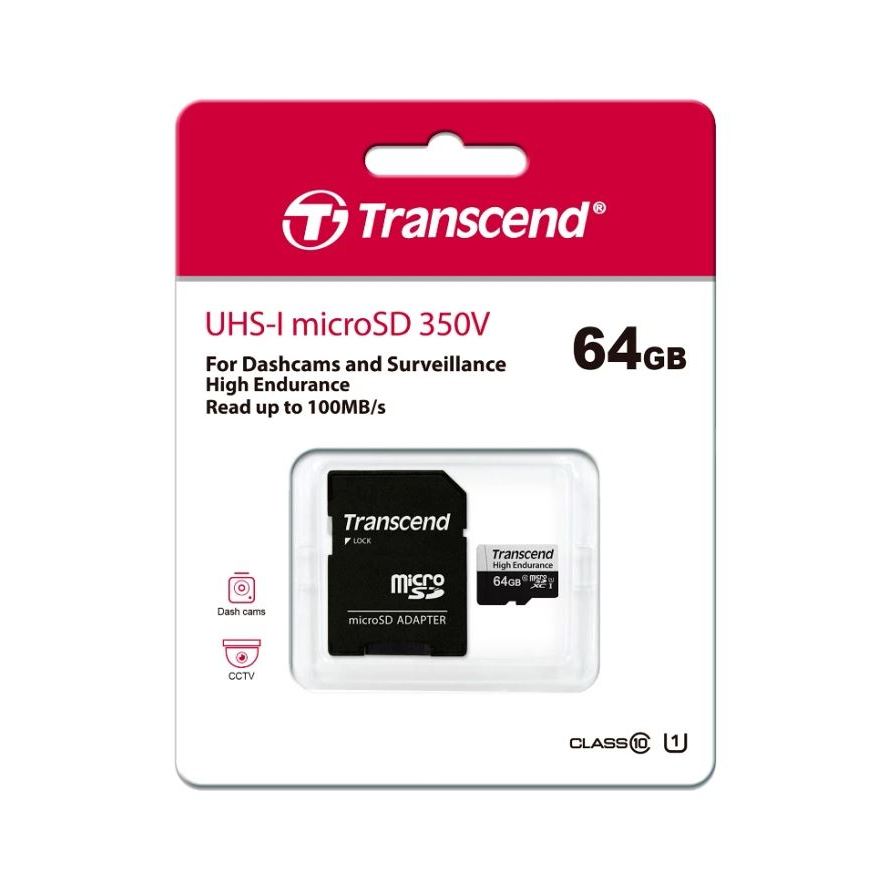 Transcend MicroSD Card High Endurance 64GB : USD350V : รับประกัน 2 ปี - รุ่น TS64GUSD350V