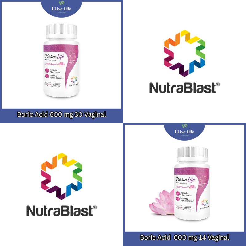 NutraBlast - Boric Life Boric Acid 600 mg 30 Capsules ผลิตภัณฑ์สำหรับจุดซ่อนเร้น ของผู้หญิง