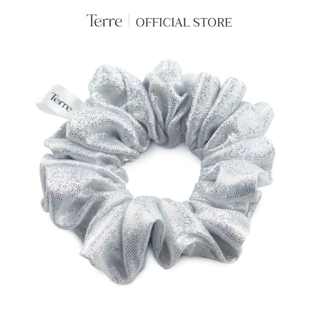 Terre Sparkling Scrunchie ยางรัดผมกลิตเตอร์สีเงิน