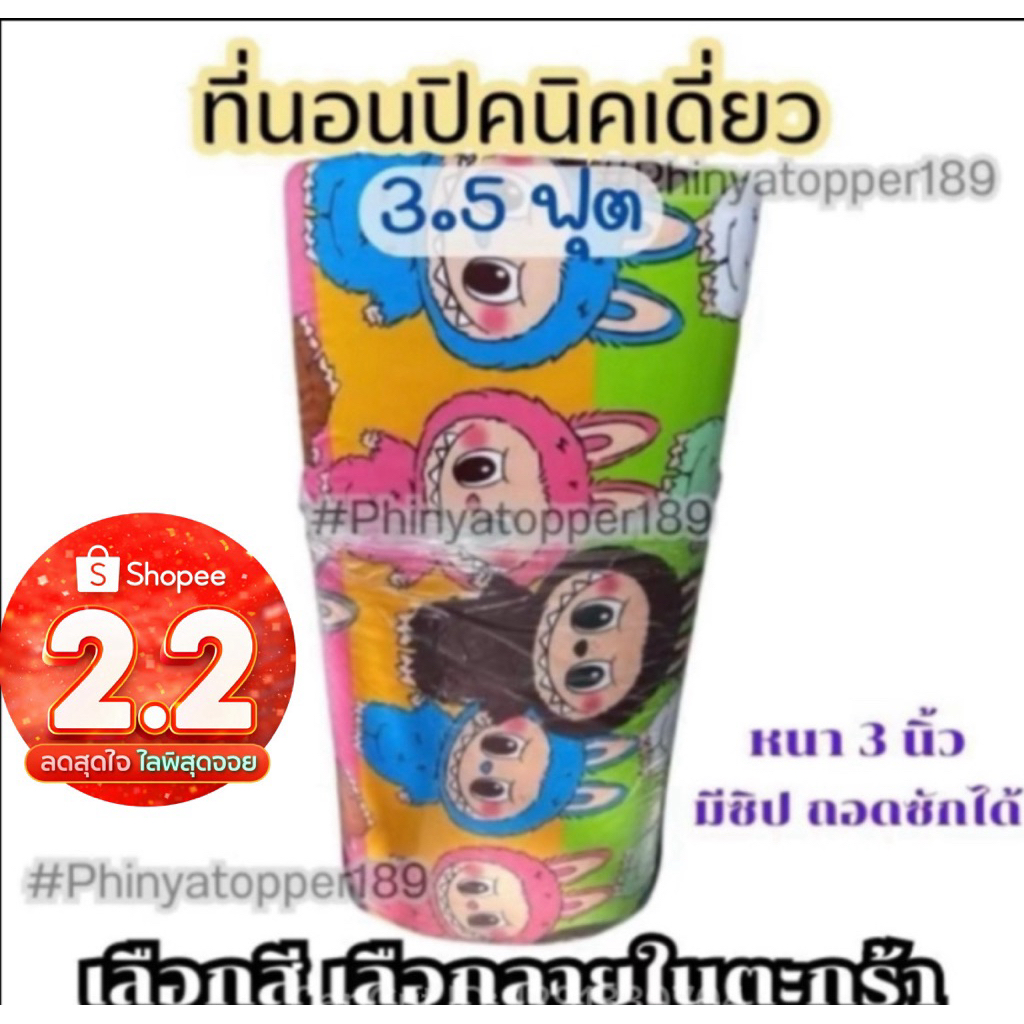 ที่นอนปิคนิคขนาด3.5ฟุตหนา2.5นิ้วเลือกลายได้ระบายอากาศได้ดี