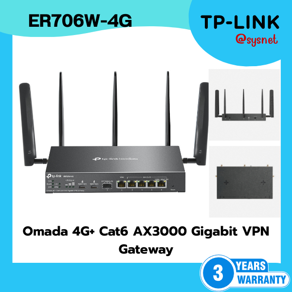 TP-LINK ER706W-4G Omada 4G+ Cat6 AX3000 Gigabit VPN Gateway