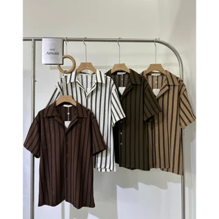 N089 – เชิ้ตแขนสั้นลายริ้วผ้าถักโปร่ง (n’s Knit Stripe Shirt)
