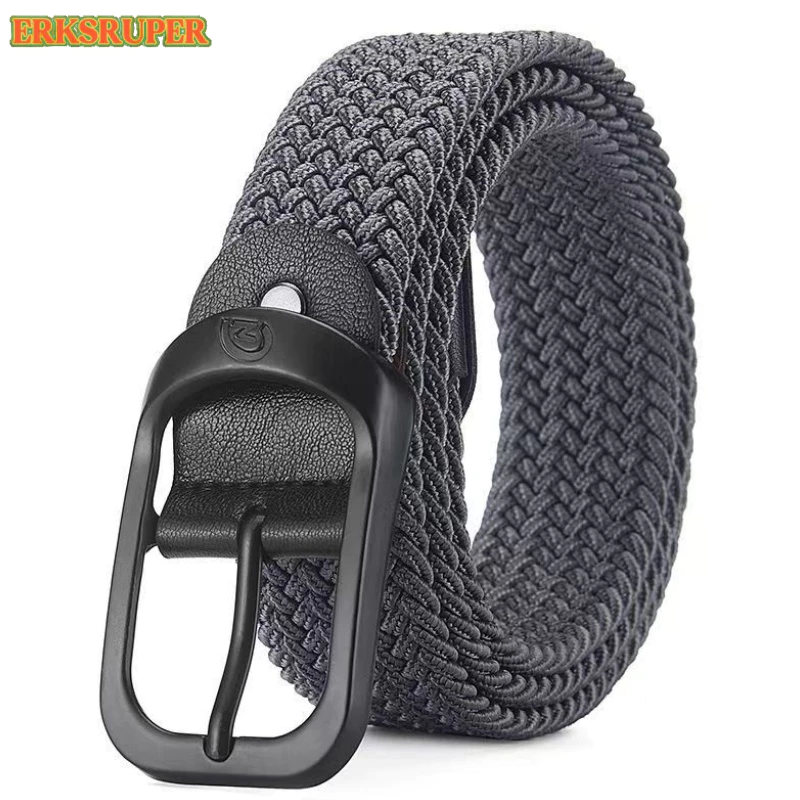 ส่งไวจากไทย Unisex Cinturones หรูหรา ทอเข็มขัดยางยืดผู้ชายหรูหราเข็มขัดผู้หญิงออกแบบผู้ชายหัวเข็มขัดเข็มขัดเอวไม่มีรูK21