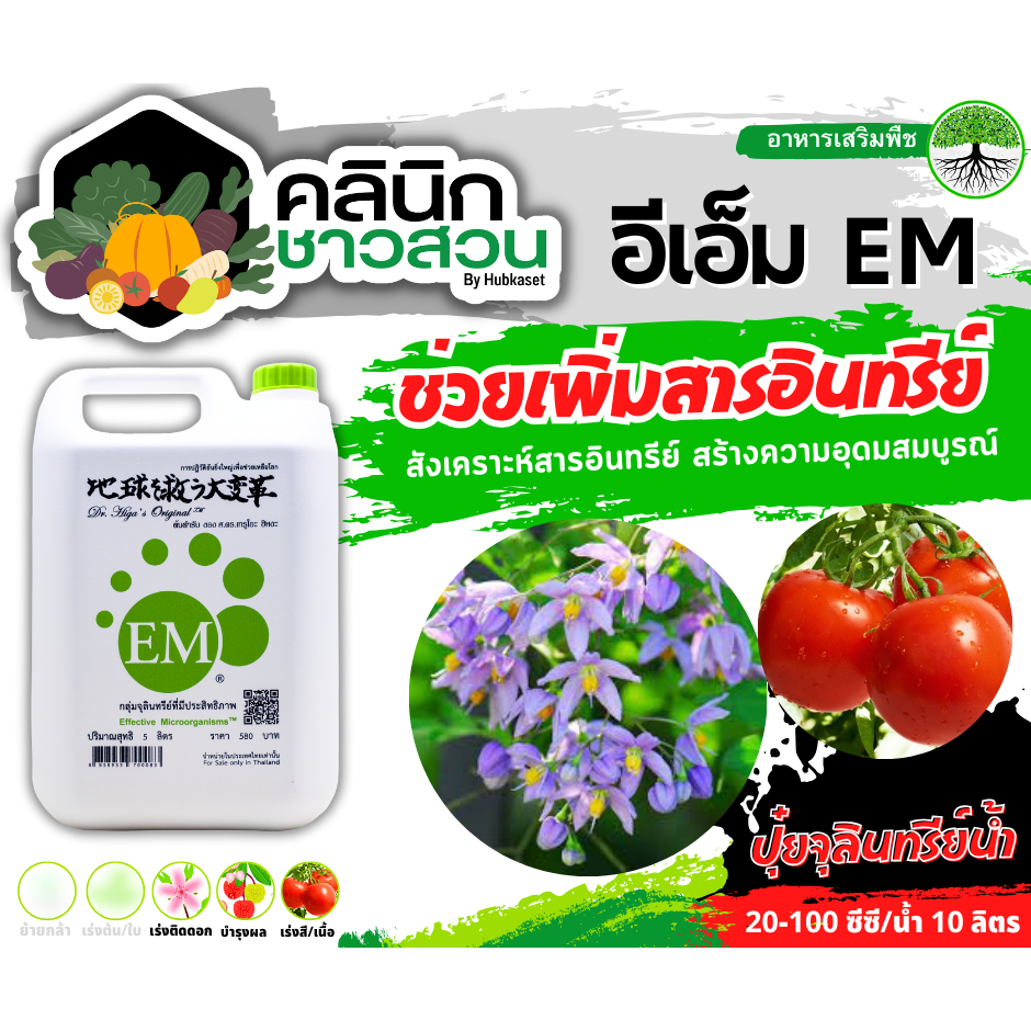 🥬 อีเอ็ม EM บรรจุ 5 ลิตร หัวเชื้อจุลินทรีย์ที่มีประสิทธิภาพ